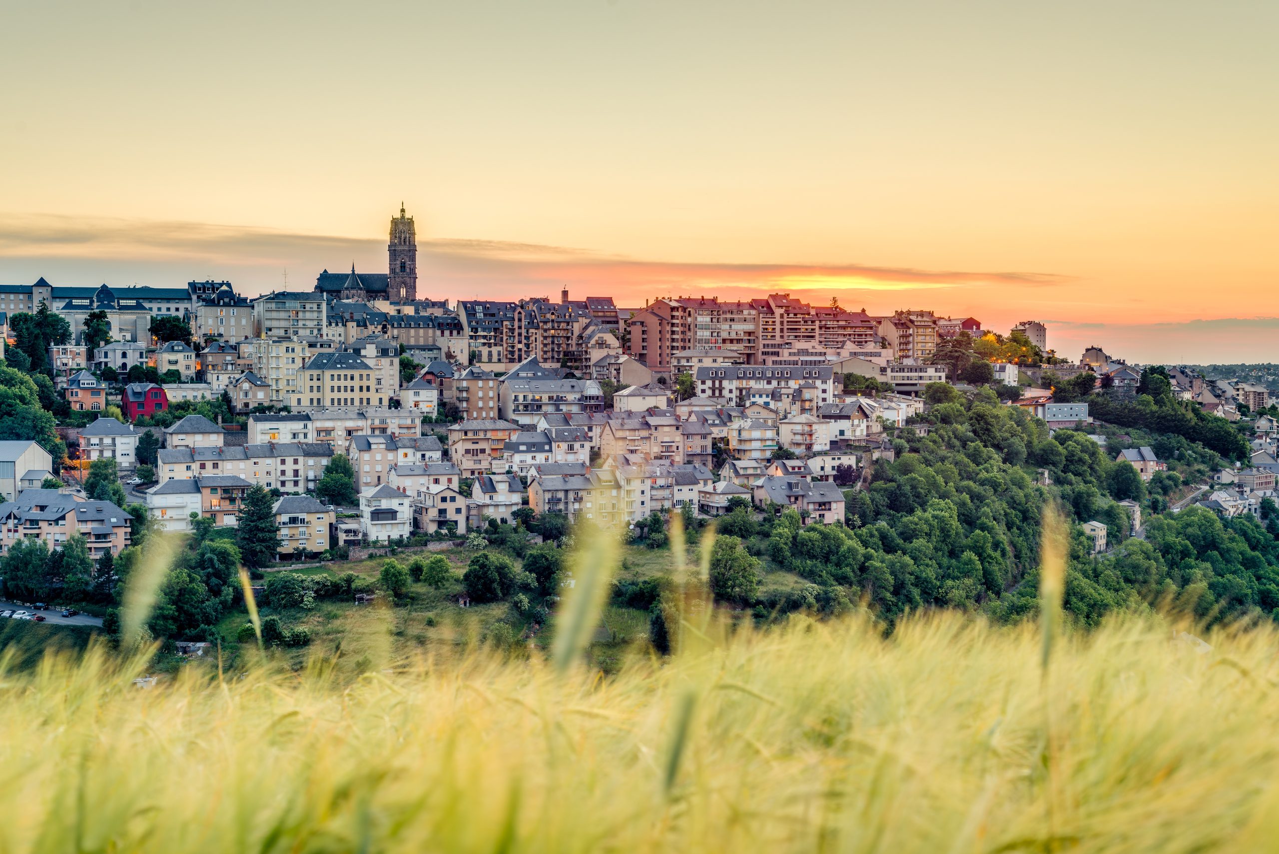 sunset in rodez, france